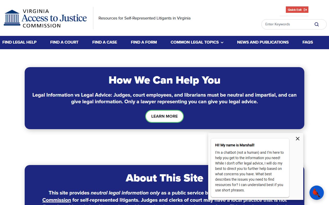 Virginia Judicial System Court Self-Help site for Loudoun County court records