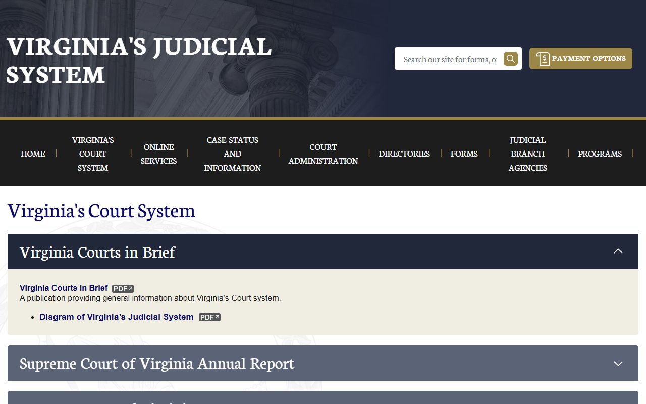 Virginia court system overview page explaining the Loudoun County court hierarchy