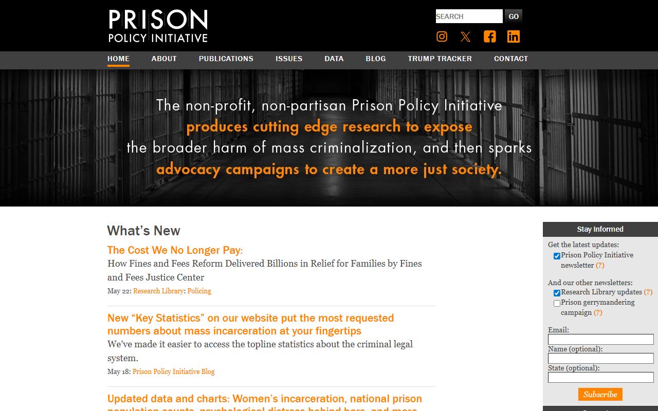 Prison Policy Initiative Virginia profile for Loudoun County inmate population context