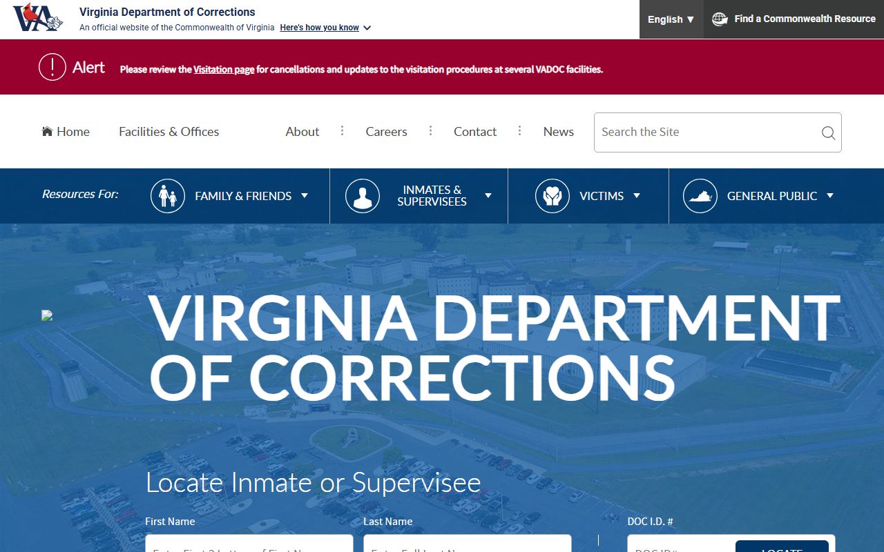 Virginia Department of Corrections inmate locator for Loudoun County inmate records