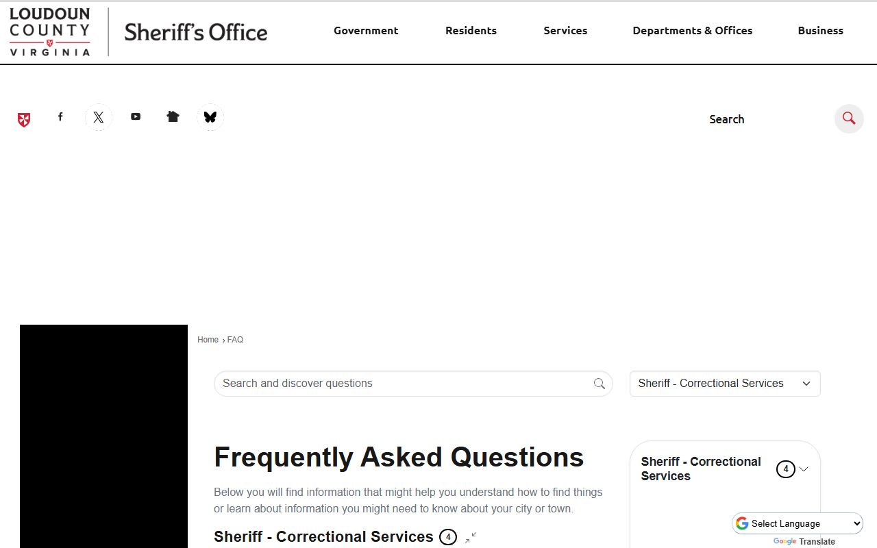 Loudoun County Sheriff correctional-services FAQ for released inmate questions